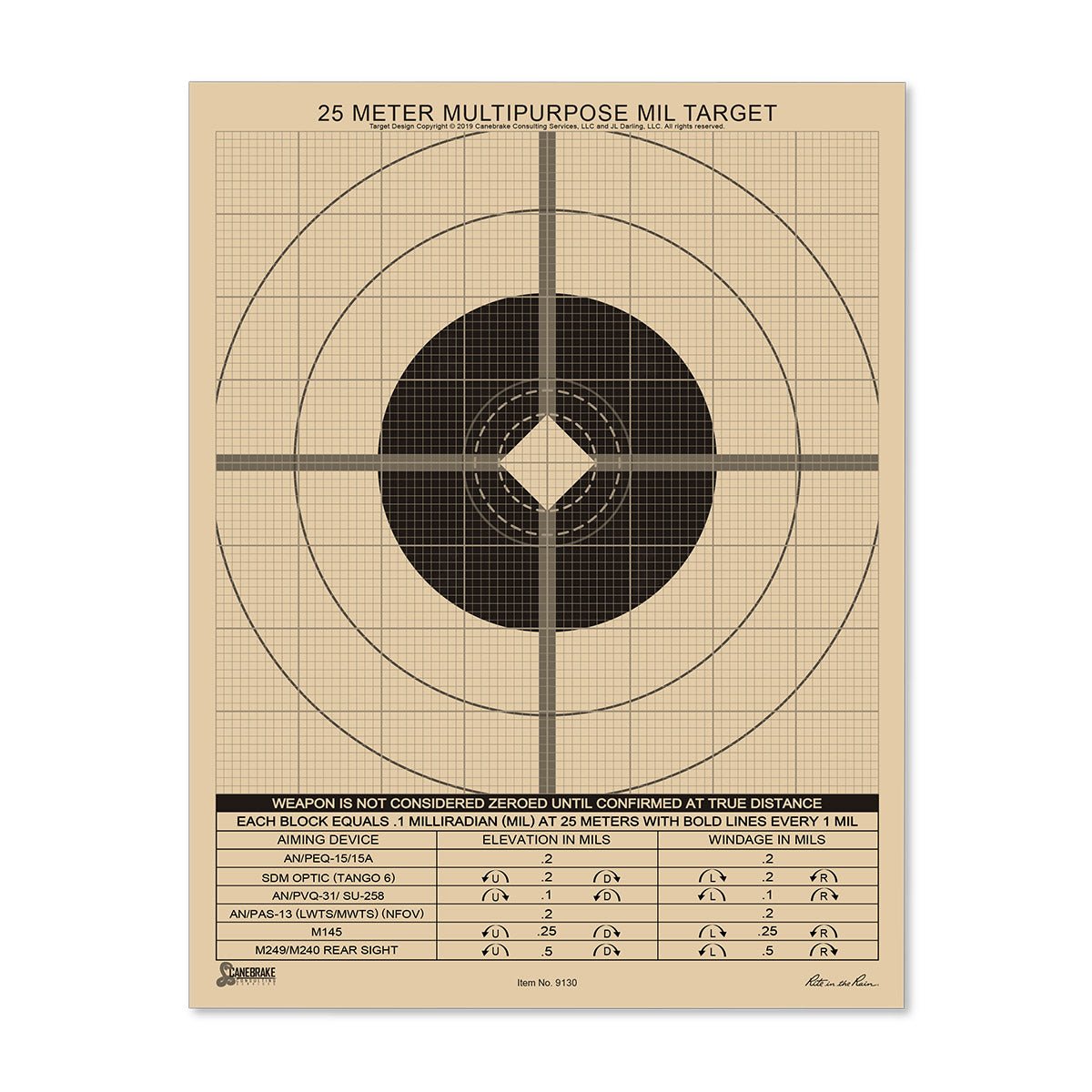 Rite in the Rain All-Weather 25M True MIL Grid Multipurpose Target 100 Sheet-Tactical Gear UK