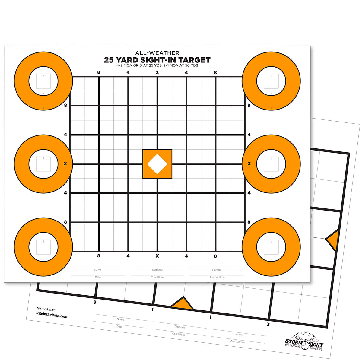 Rite in the Rain All-Weather 8.5 X 11 Zeroing Target 25 Sheet White / Orange-Tactical Gear UK