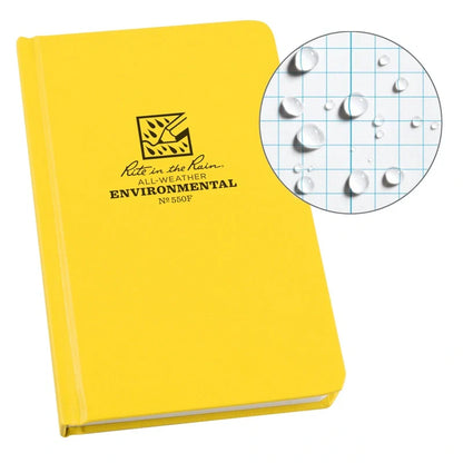 Rite in the Rain Bound Hard Cover 4.375 x 7.25 Fabrikoid Book Environmental Yellow-Tactical Gear UK