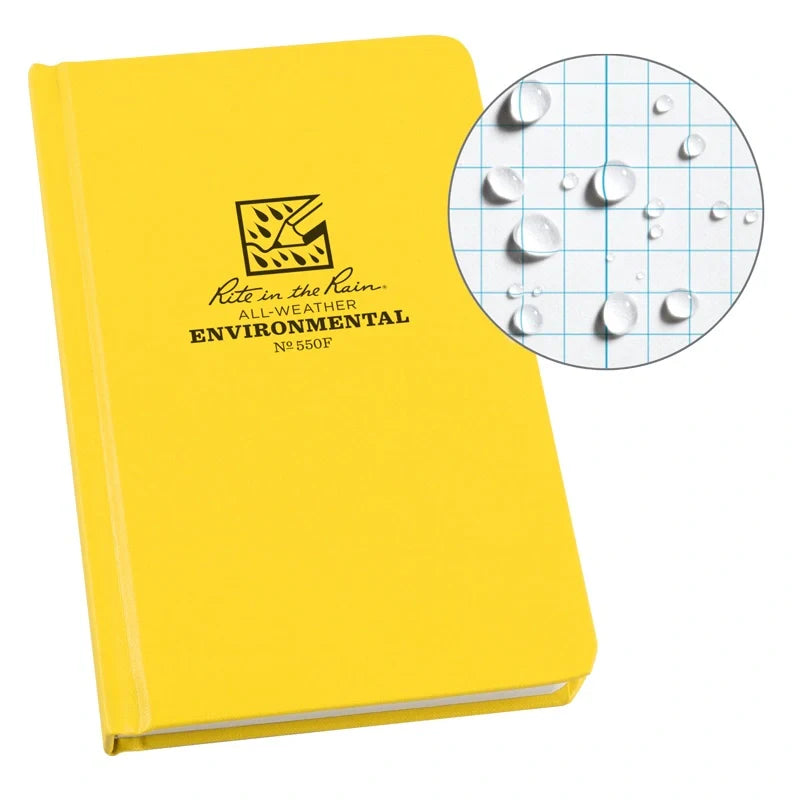 Rite in the Rain Bound Hard Cover 4.375 x 7.25 Fabrikoid Book Environmental Yellow-Tactical Gear UK