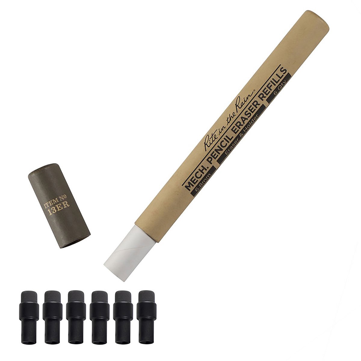 Rite in the Rain Mechanical Clicker Pencil Eraser Refill Dark Grey 6 Erasers-Tactical Gear UK