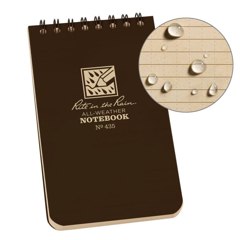 Rite in the Rain No435 Top Spiral 3x5 Notebook Universal Brown-Tactical Gear UK