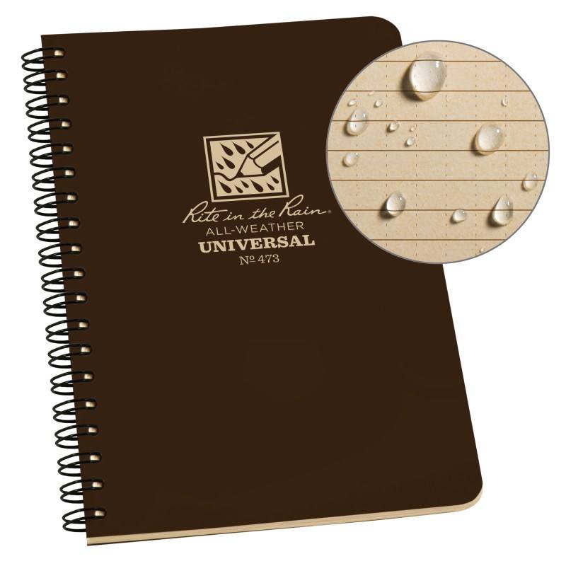 Rite in the Rain No473 Side Spiral Notebook Universal Brown-Tactical Gear UK