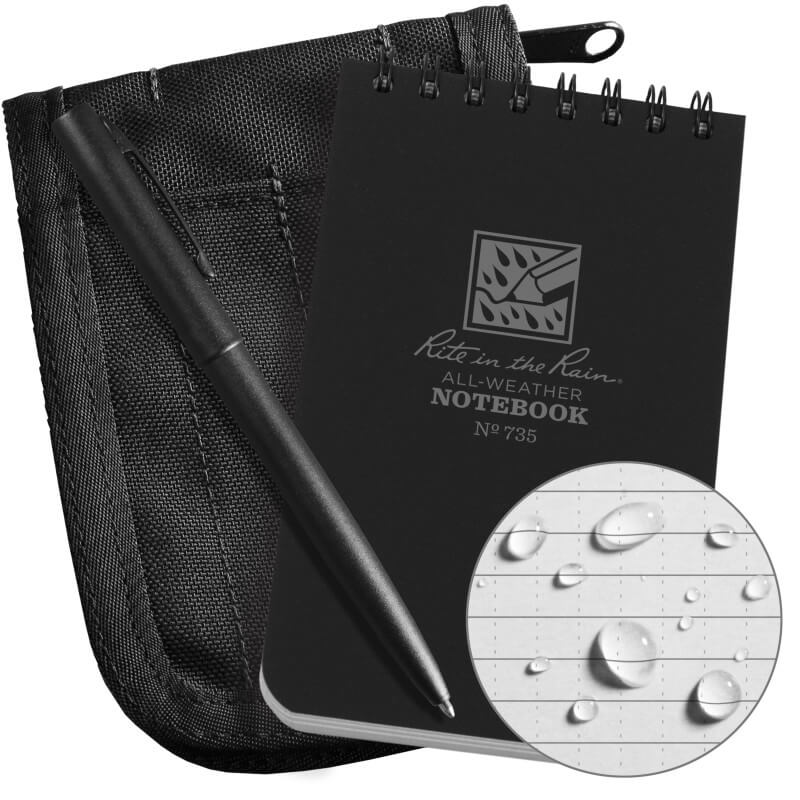 Rite in the Rain No735B-KIT Top Spiral 3x5 Notebook Kit Black-Tactical Gear UK