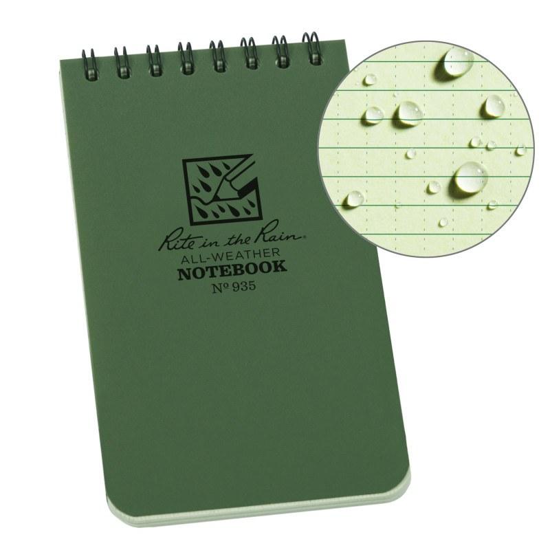 Rite in the Rain No935 Top Spiral 3x5 Notebook Universal Green-Tactical Gear UK