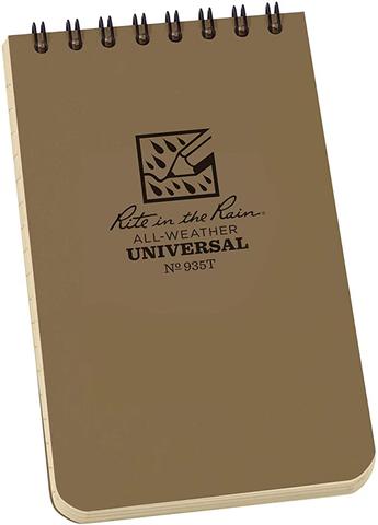 Rite in the Rain No935 Top Spiral 3x5 Notebook Universal Tan-Tactical Gear UK