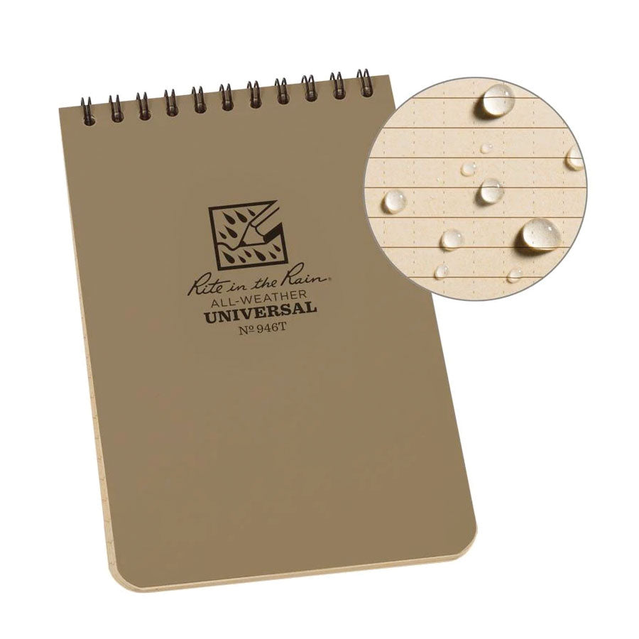 Rite in the Rain No946T Top Spiral 4x6 Notebook Universal Tan-Tactical Gear UK
