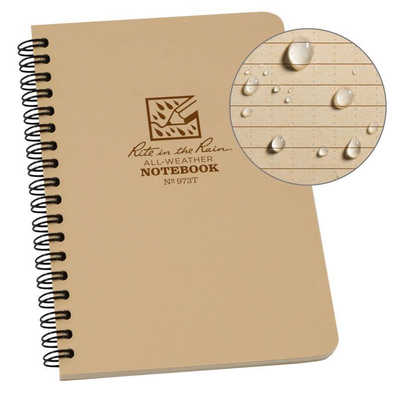 Rite in the Rain No973T Side Spiral Notebook Universal Tan-Tactical Gear UK