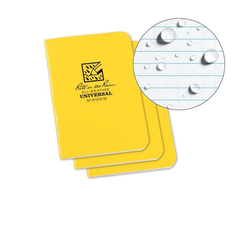 Rite in the Rain No.371FX-M Mini Stapled Notebook Universal Yellow Pack of 3-Tactical Gear UK