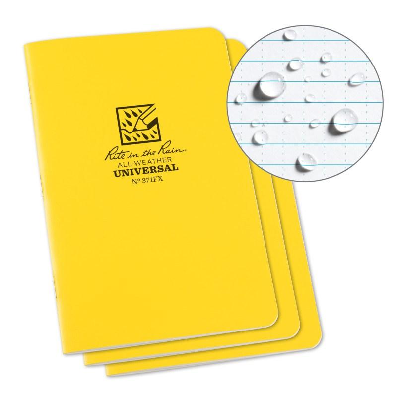 Rite in the Rain No.371FX Stapled Notebook Universal Yellow Pack of 3-Tactical Gear UK