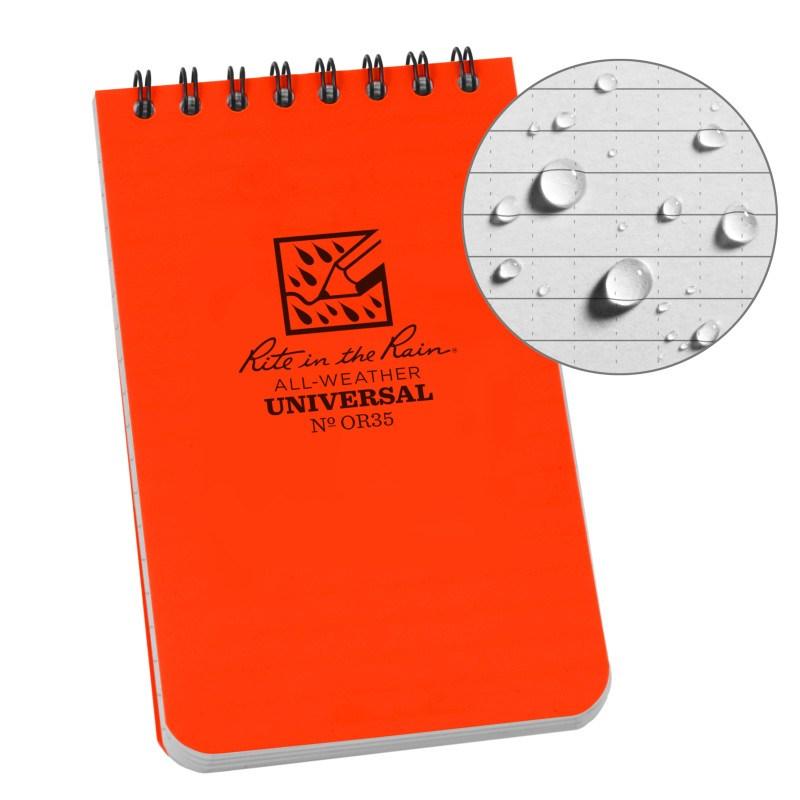 Rite in the Rain NoOR35 Top Spiral 3x5 Notebook Universal Orange-Tactical Gear UK