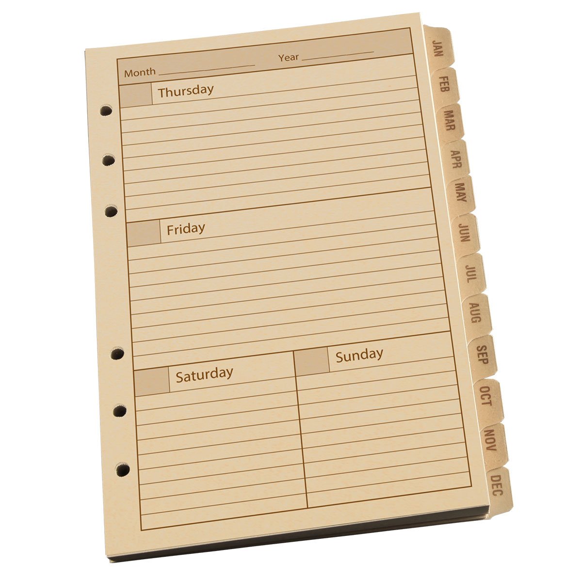 Rite in the Rain Standard Weekly Planner Refill 4.625" x 7" with 6 Hole Punch Tan 1 Year-Tactical Gear UK