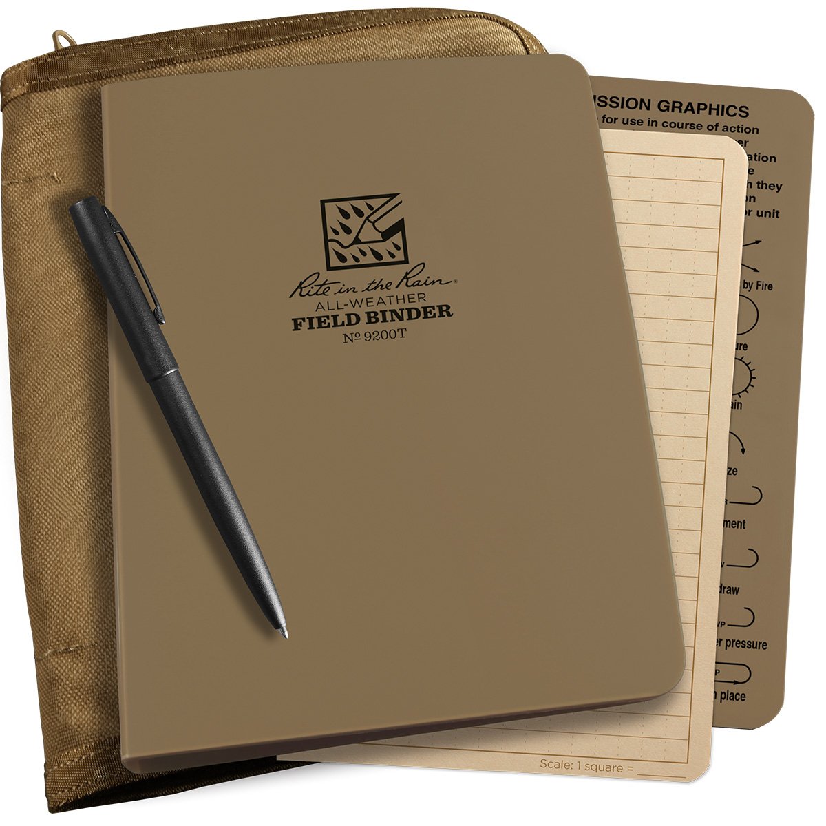 Rite in the Rain Tactical Ring Binder Kit 8.875 x 6.75 Universal Tan Binder / Tan Cordura Cover-Tactical Gear UK