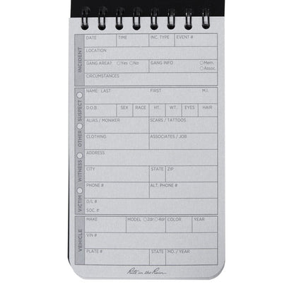 Rite in the Rain Top Spiral 3 x 5 Field Interview Polydura NotebooK Field Interview Form/Notes Black-Tactical Gear UK