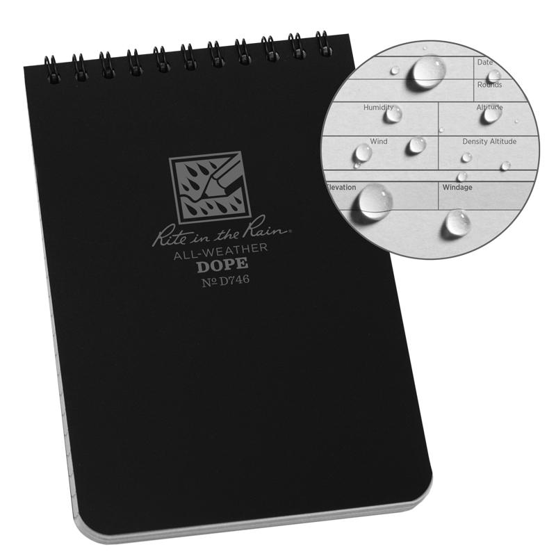 Rite in the Rain Top Spiral 4 x 6 Data On Previous Engagement Polydura Logbook Black-Tactical Gear UK