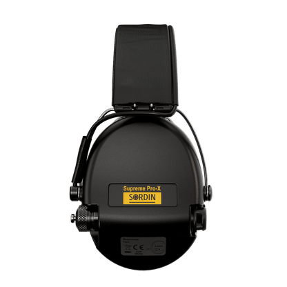 Sordin Supreme Pro-X Electronic Hearing Protection - Black Leather Headband Black Cup Colour-Tactical Gear UK