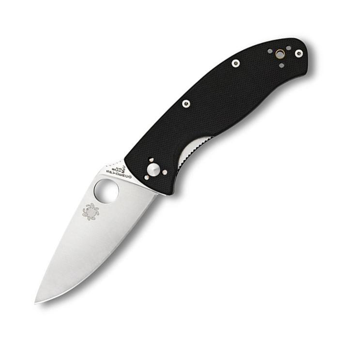 Spyderco Tenacious G-10 Black Handle Satin Plain Edge-Tactical Gear UK