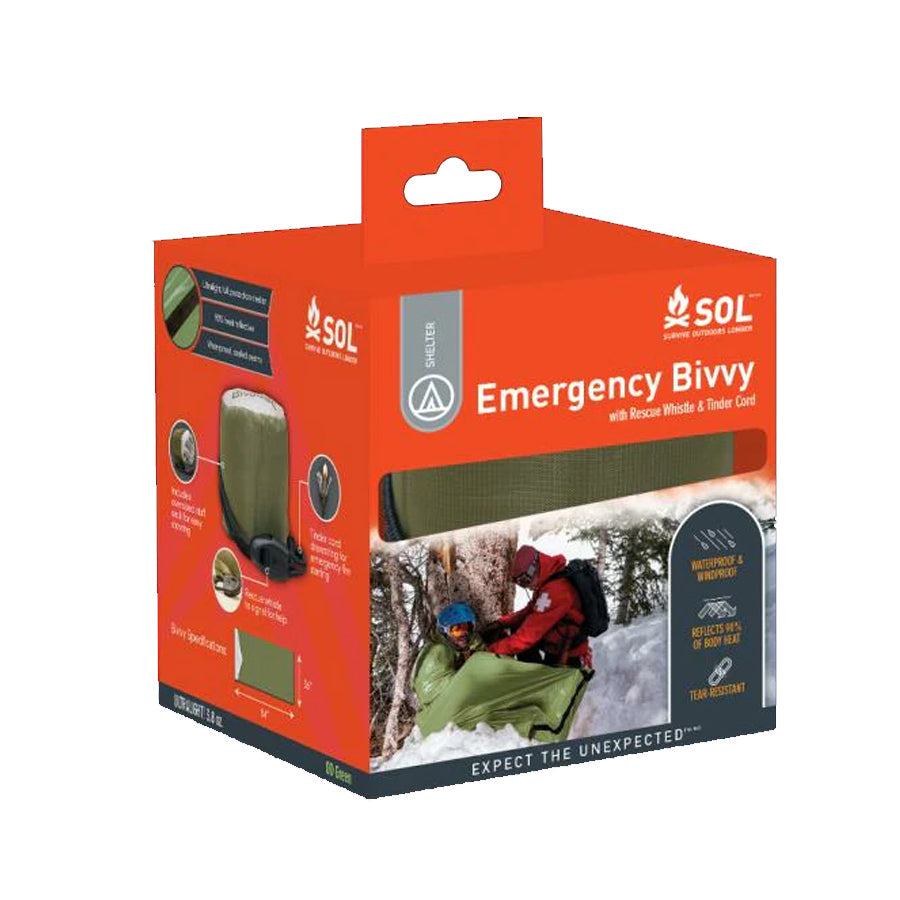 Survive Outdoors Longer SOL Emergency Bivvy OD Green with Rescue Whistle-Tactical Gear UK