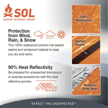 Survive Outdoors Longer SOL Heat Reflective Poncho-Tactical Gear UK