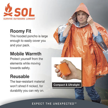 Survive Outdoors Longer SOL Heat Reflective Poncho-Tactical Gear UK