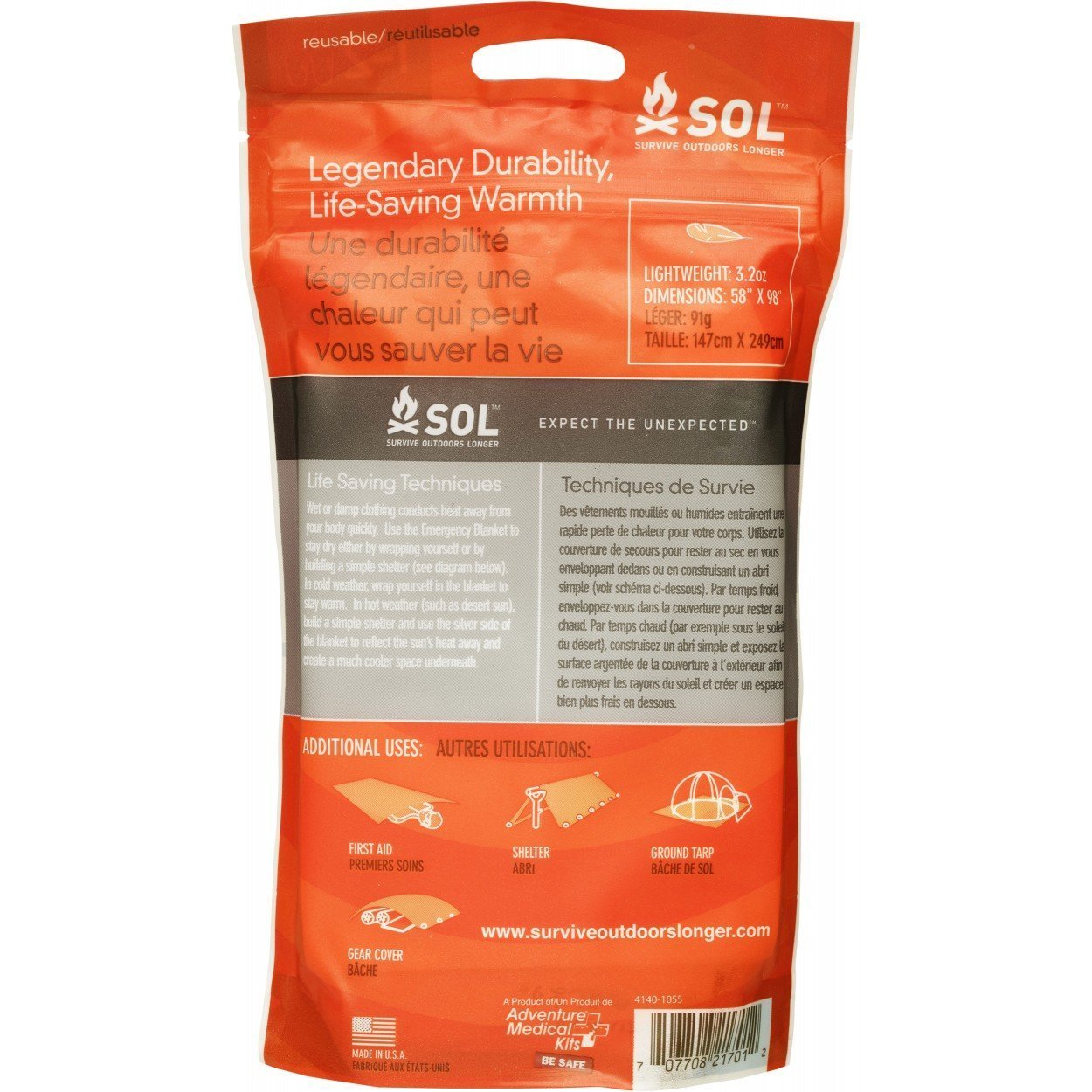 Survive Outdoors Longer SOL Survival Blanket-Tactical Gear UK