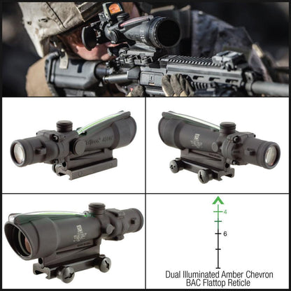Trijicon ACOG 3.5x35 Scope Calibrated for .223 (5.56) Dual Illuminated Chevron BAC Flattop Reticle with TA51 Mount-Tactical Gear UK