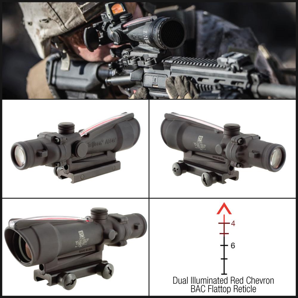 Trijicon ACOG 3.5x35 Scope Calibrated for .308 (7.62) Dual Illuminated Chevron BAC Flattop Reticle with TA51 Mount-Tactical Gear UK