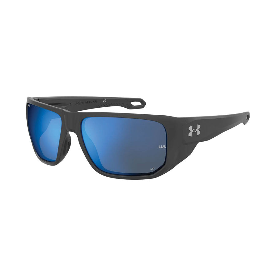 Under Armour UA Attack 2 Sunglasses Shiny Black Frame, Blue Mirror Lens-Tactical Gear UK