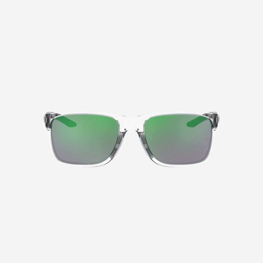 Under Armour UA Hustle Mirror Sunglasses Crystal Black Frame, Green Mirror Lens-Tactical Gear UK