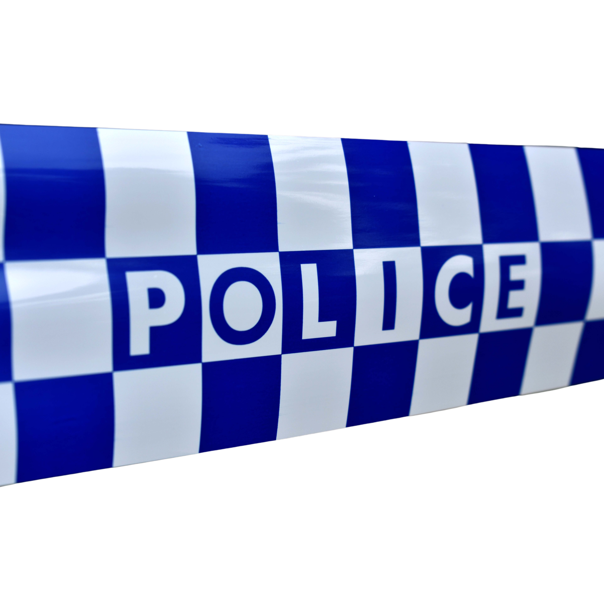 VTS Police Barricade Tape Blue and White Checkered Reflective 1000ft Roll-Tactical Gear UK