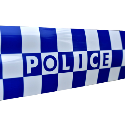 VTS Police Barricade Tape Blue and White Checkered Reflective 1000ft Roll-Tactical Gear UK