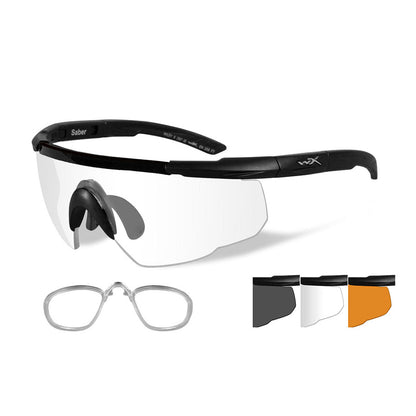 Wiley X Saber Advanced 3 Lens Kit Matte Black Frame + RX Insert-Tactical Gear UK
