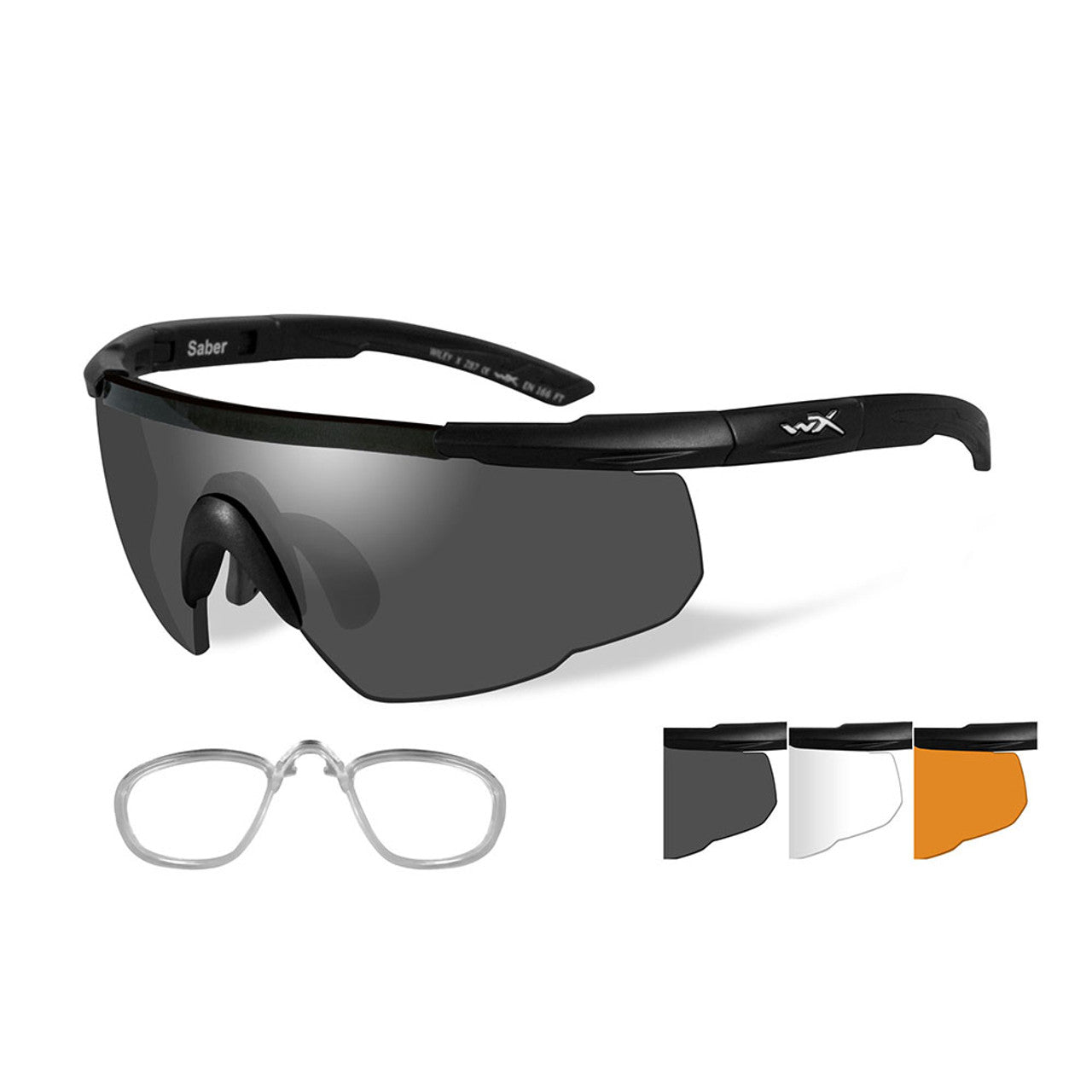 Wiley X Saber Advanced 3 Lens Kit Matte Black Frame + RX Insert-Tactical Gear UK