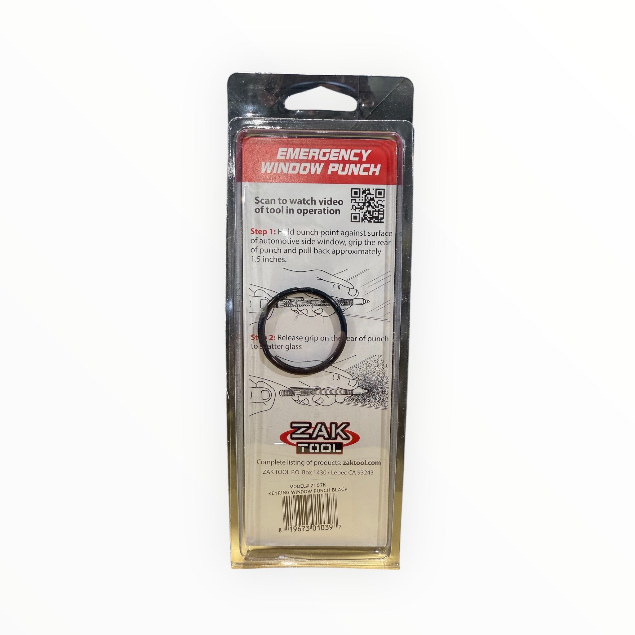 Zak Tool Key Ring Window Punch Black-Tactical Gear UK